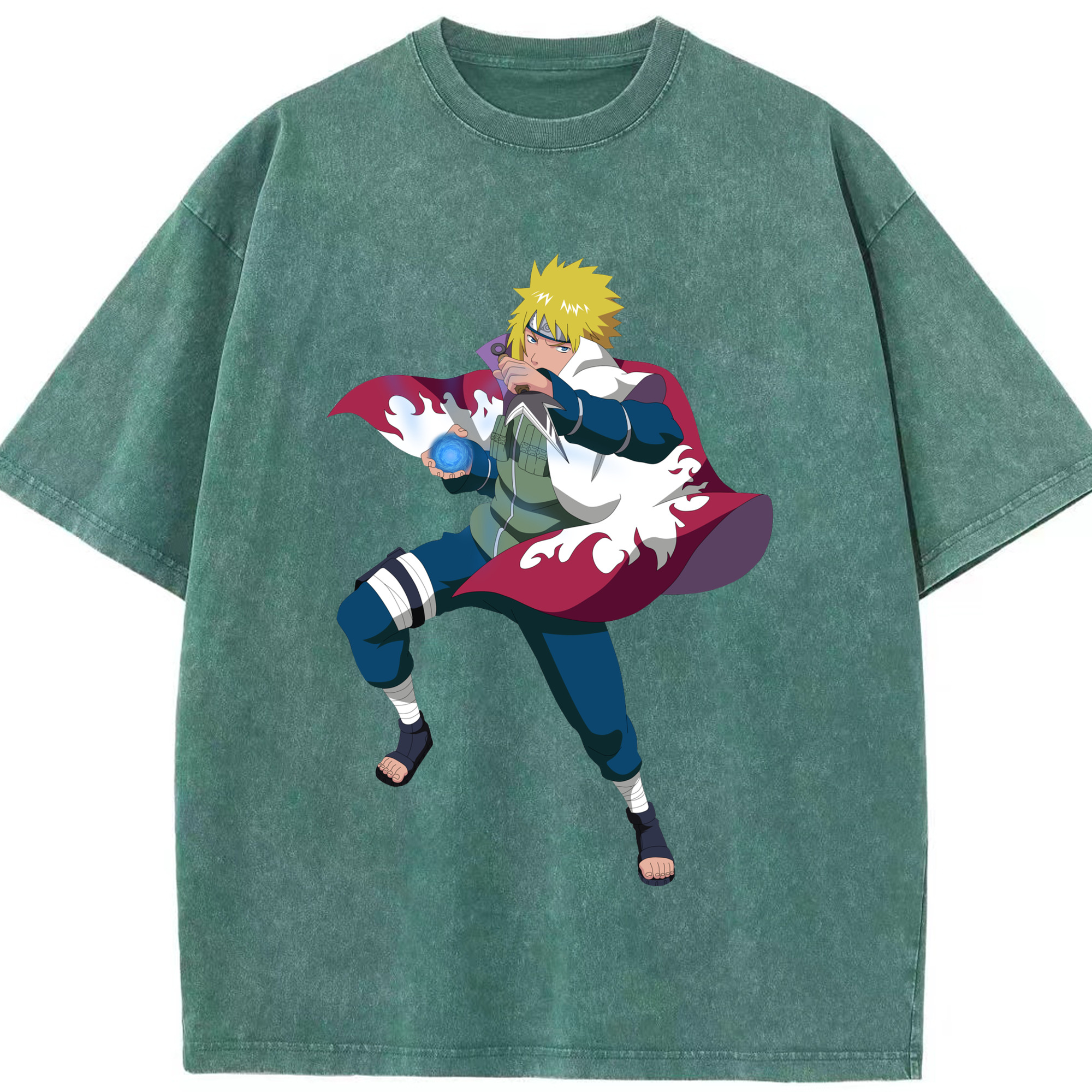 （画像用） NARUTO -ナルト- 波風 ミナト Namikaze Minato 綿100% ヴィンテージ風 半袖Tシャツ（フロントプリント）